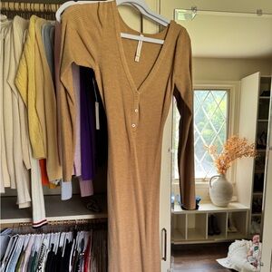 Aritzia Camel Long Sleeve Knit Dress